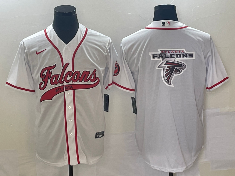Men's Atlanta Falcons White Team Big Logo With Patch Cool Base Stitched Baseball Jersey Men's Atlanta Falcons White Team Big Logo With Patch Cool Base Stitched Baseball Jersey